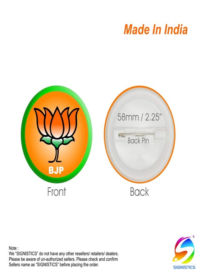 SIGNISTICS BJP Pin Badge Dot Button Round 58mm, 2.25 inches dia. - Image 2